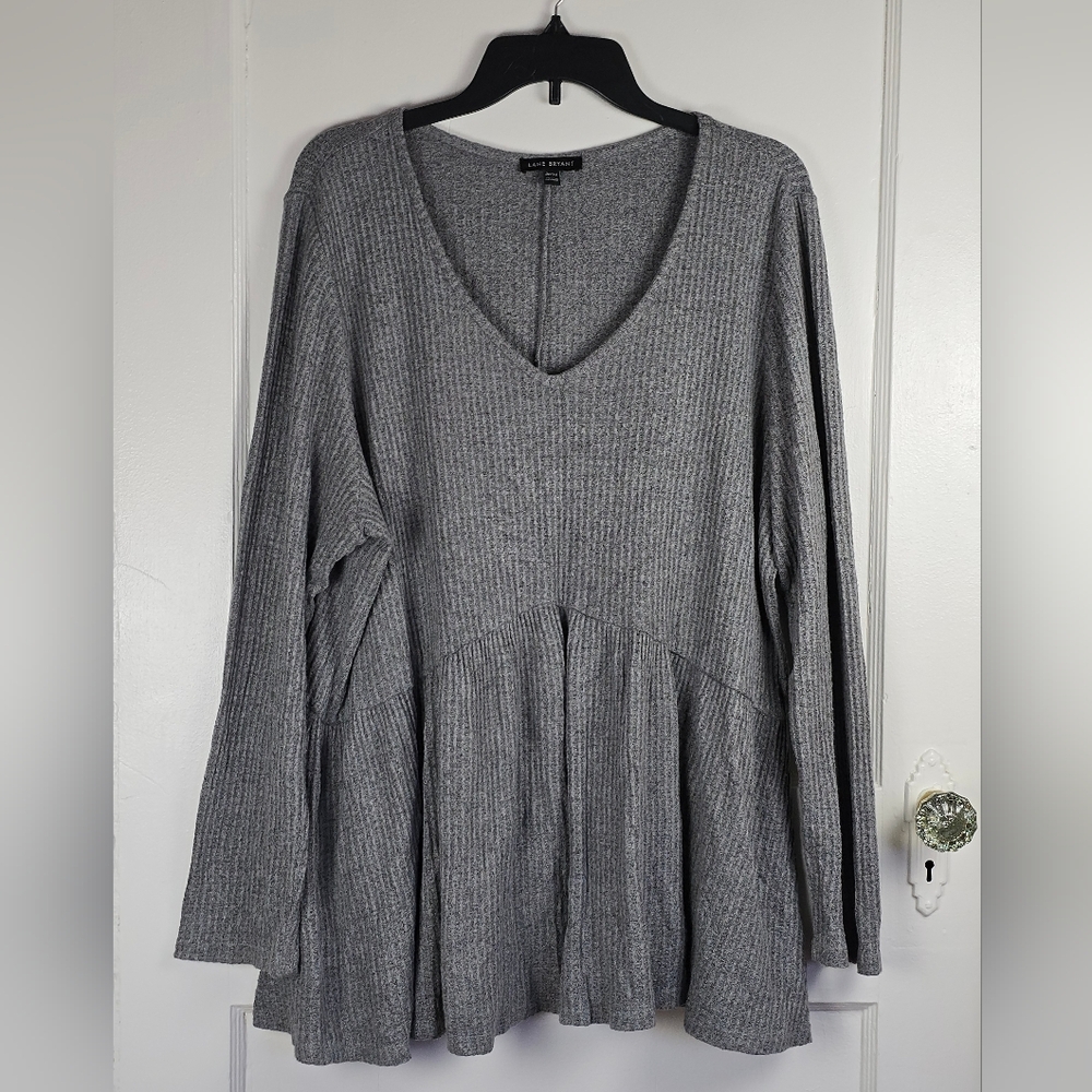 Lane Bryant Gray Ribbed Knit Top